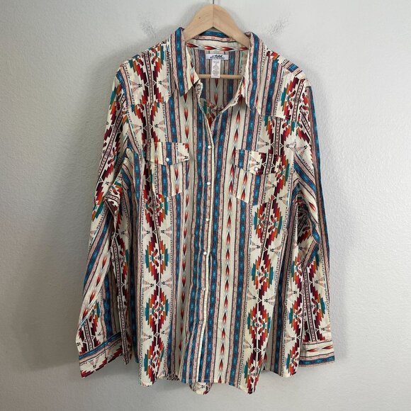 Back In The Saddle Tops - Back In The Saddle Womens Plus 3X Western Pearl Snap Shirt Aztec Cowgirl Rodeo